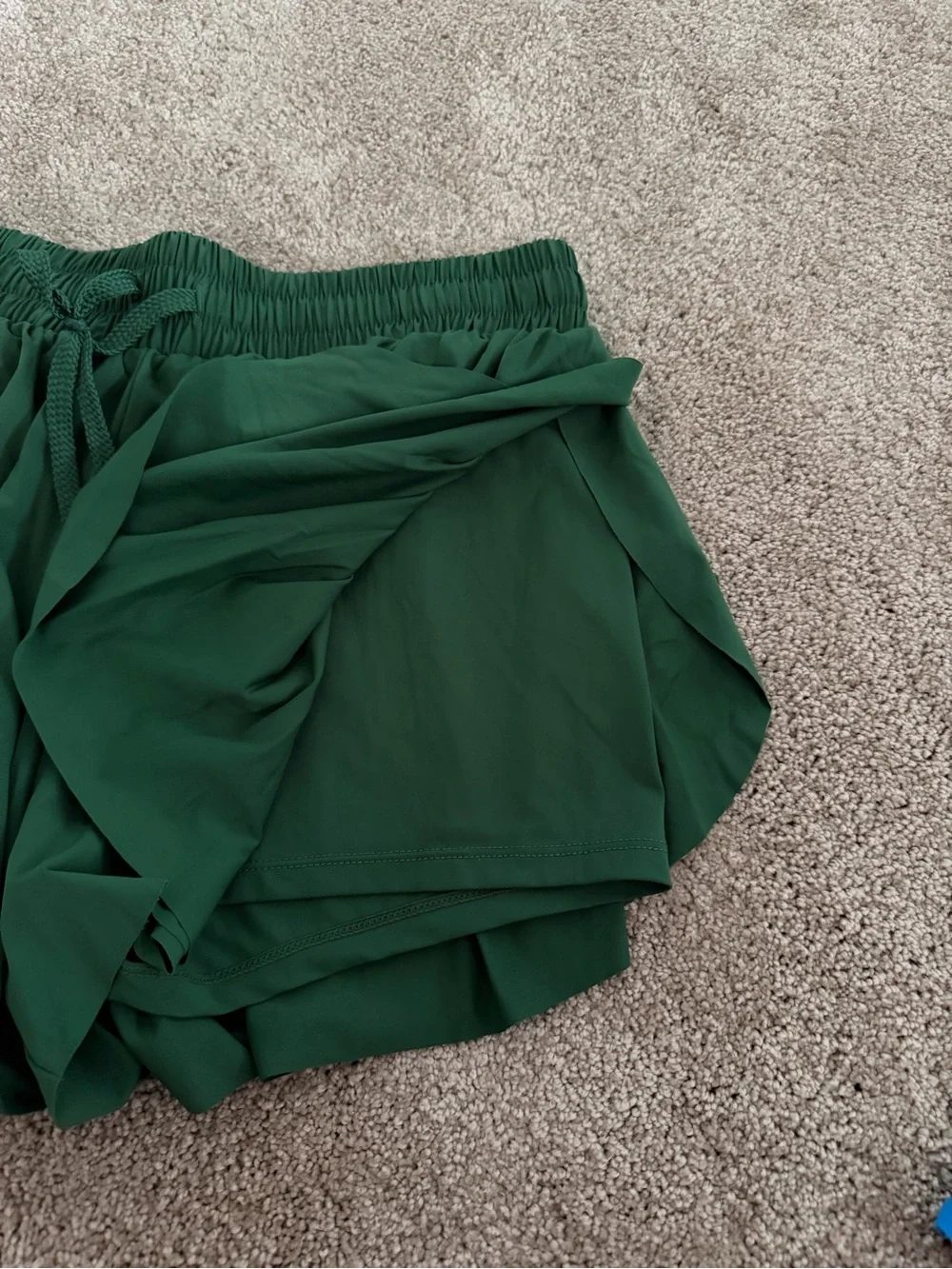 Women's Green Layered Athletic Shorts